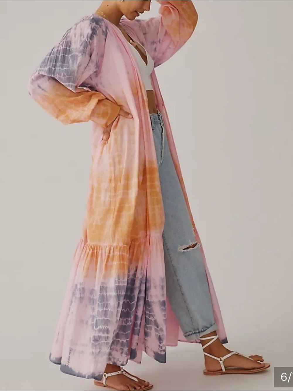 Anthropologie, Elizabeth Gillett Tie-Dye Cotton Duster Cover Up, sz OS